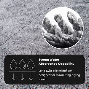 Paño de microfibra de limpieza multiusos para coche, toalla de secado con detalles grises, absorbente de agua alta, toalla para coche, Herramientas de limpieza para coche - Product Image 3