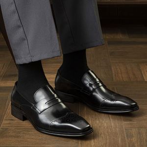 Luxurious Handcrafted Embroidered Italian-style Loafers Slip-On Autumn Men's Cow Leather <b>Shoes</b> Breathable Comfortable Waterproof - Product Image 4