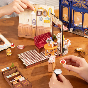 <span class=keywords><strong>Robotime</strong></span> Rolife Bois Artisanat Jouets Cadeaux DG171 Loisirs Salon de Thé 3D Bois Puzzles DIY <span class=keywords><strong>Miniature</strong></span> Maison - Product Image 5