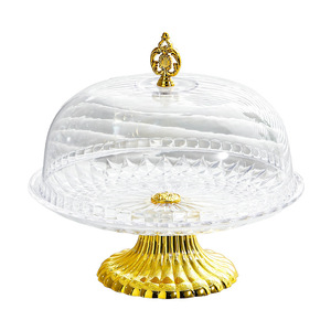 Plateau à gâteau rond en plastique avec couvercle, présentoir à desserts pour fêtes et usage domestique, 2 pièces - Product Image 4