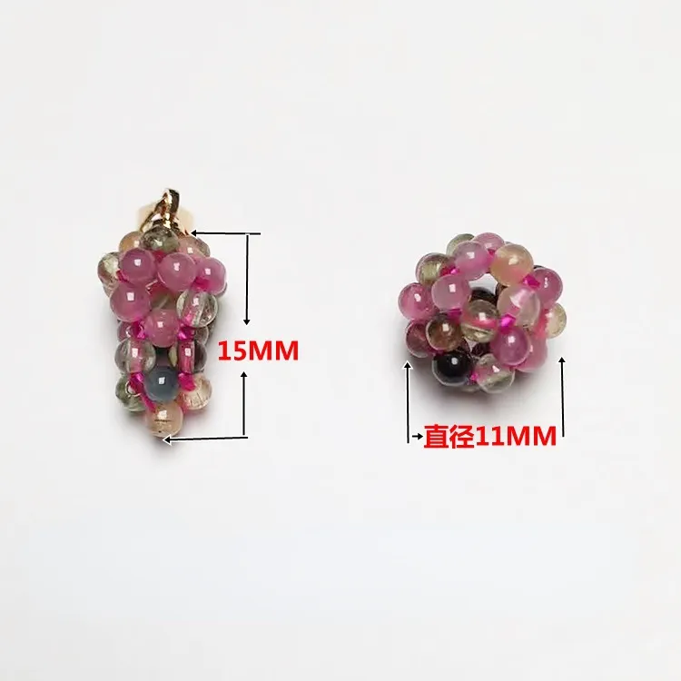 El dokuma doğal kristal taş turmalin Mini üzüm şekli kolye