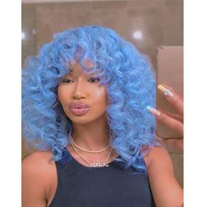 Perruques bouclées afro rouge bordeaux tendance pour femmes, en fibres synthétiques brésiliennes et vietnamiennes, avec franges, douces, volumineuses, résistantes à la chaleur, aspect naturel - Grande Vente - Product Image 5