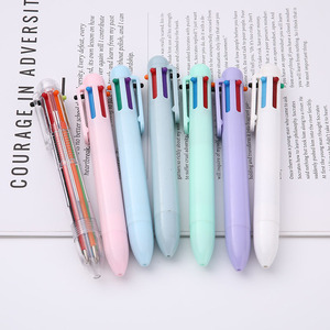 Stylo à bille transparent mignon de dessin animé 6 couleurs en gros, stylo rétractable multicolore créatif pour étudiants, personnalisé, en stock - Product Image 1