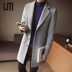 Liu Ming mode automne hiver hommes mince longue veste couleur unie grande taille Trench Coat