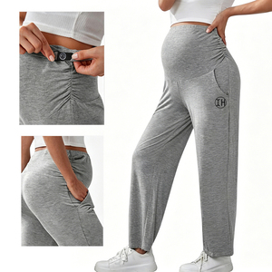 <span class=keywords><strong>Pantalon</strong></span> de maternité personnalisé pour femme, taille ajustable, coupe <span class=keywords><strong>ample</strong></span> et douce, avec poches, pour toutes les étapes de la <span class=keywords><strong>grossesse</strong></span> - Product Image 1