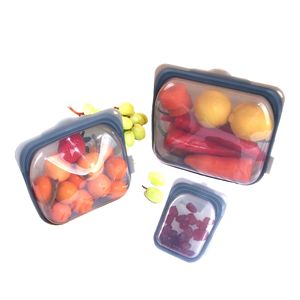 Silicone Food Storage Bags Square Reusable Sealing For <b>Refrigerator</b> Freezer Picnic - Product Image 5