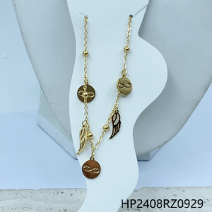 Bracciale in acciaio inox da donna regolabile in oro catena di gioielli di moda braccialetto con classico religioso alla moda tra cui perla - Product Image 1