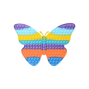 Custom Popular Multicolored Sensory Toy Animal Anti Stress Butterfly Pop Push Squeeze Toys For Kids