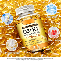 Capsules de D3 K2 en gélules molles - Vitamines pour adultes, santé des os, système immunitaire, soutien de la santé cardiovasculaire, 60 unités