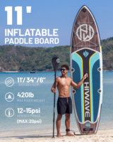 Tabla de Surf al por Mayor de Fábrica 11'x34"x6" de Madera Profunda Inflable para Stand Up Paddle Drop Stitch con Asiento