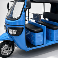 Rickshaw électrique 6 places, tuk-tuk tricycle avec toit pare-soleil pour service de taxi urbain, vente en gros directe d'usine