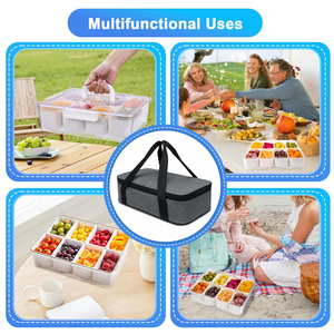 Portable Snackle <b>Box</b> Container with Ice Pack Divided Serving Tray Cooling Travel Snacklebox with Lid & Handle 8 Compartment - Product Image 4