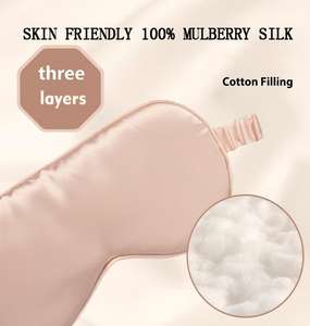 Masque de sommeil 3D de luxe en soie de mûrier 100% de haute qualité, élastique, super doux, pour les voyages et les siestes, protection oculaire - Product Image 2