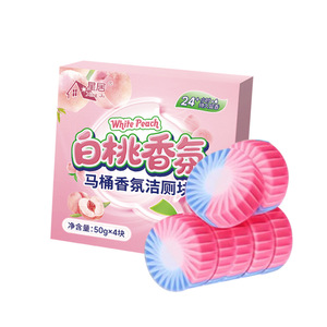 Nettoyant WC parfumé à la pêche blanche, 50g, 4 blocs, parfum longue durée pour le nettoyage de la salle de bain - Product Image 2