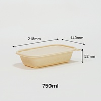 Conteneur alimentaire jetable biodégradable de 750 ml en amidon de maïs, boîte à salade jetable, boîte carrée