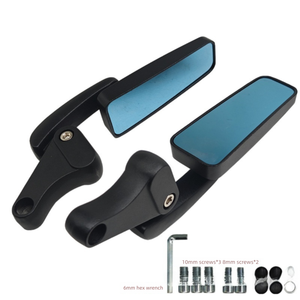 Rétroviseur rectangulaire japonais pour moto et véhicule électrique, avec verre bleu et fonction de signalisation/clignotant - Product Image 1
