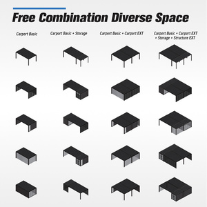 Gazebo Moderno de Aluminio para Exteriores con <span class=keywords><strong>Techo</strong></span> Fijo, Protección Contra el Viento y el Sol, Pérgola Impermeable, Cochera y Cobertizo de Jardín - Product Image 4