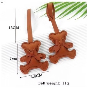 Fashion Cartoon <b>Bear</b> Bow Leather Keychain Bag Pendants <b>Cute</b> <b>Bear</b> PU Leather Keychain Purse Charm Decor Keyring - Product Image 5