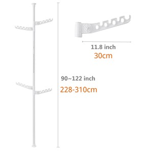 Telescopic Ceiling Corner <strong>Laundry</strong> Pole Clothes <strong>Drying</strong> <strong>Rack</strong> Coat Hat Bag Hanger - Product Image 5