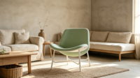 Fauteuil simple rembourré pour la maison, chaise de loisirs moderne, chaise de lecture confortable en métal blanc stable