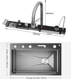 HANMEI 304 Stainless Steel Whale Waterfall Display <strong>Kitchen</strong> <strong>Sink</strong> Honeycomb Large Single Bowl LED Digital Display <strong>Kitchen</strong> <strong>Sink</strong> - Product Image 6