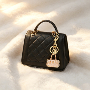 Llavero de lujo con forma de mini bolso de mano con diamantes de imitación, cierre de langosta dorado, dije esmaltado para bolso, accesorios de moda para bolso, regalo para mujer - Product Image 5