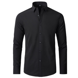Camisa de hombre sin planchar, camisa básica de oficina de negocios, varios colores, tela de malla de mariposa, venta al por mayor - Product Image 3