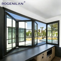 Fenêtres pliantes en aluminium imperméables de haute qualité Rogenilan, fenêtres pliantes à double vitrage trempé pour maisons