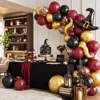 Ballons personnalisés noirs et bordeaux avec chapeau DIY et ballon en feuille d'aluminium doré en forme de S pour décorations de fête d'anniversaire garçon ou fille