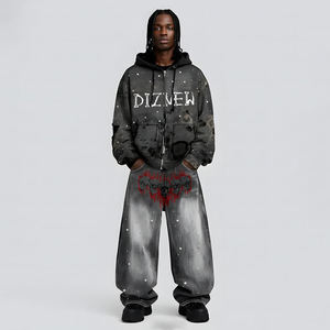 Pantalones <span class=keywords><strong>Vaqueros</strong></span> Holgados DiZNEW para Hombre, Bordado Personalizado de Flores de Cerezo, Ropa Urbana Más Moderna de 2026, Pantalones <span class=keywords><strong>Vaqueros</strong></span> Holgados para Hombre y Mujer - Product Image 3