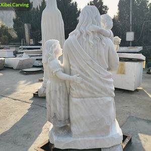 Scultura Religiosa Personalizzata in Marmo, Stile Europeo, Figura in Pietra Scolpita, Marmo Bianco, Figura che Tiene Bambini Seduti in Chiesa - Product Image 4