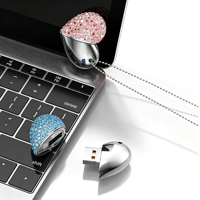 Nouvelle Clé USB en Métal en Forme de Cœur, Vente Chaude, 2 Go, 4 Go, 16 Go, 32 Go, 64 Go, 128 Go, USB 2.0, USB 3.0, Clé USB Collier Bijou, Cadeau