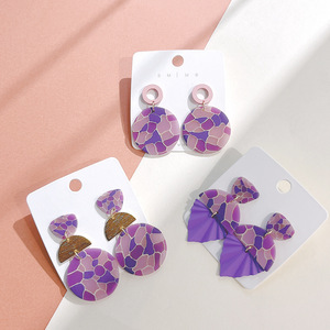 <span class=keywords><strong>Orecchini</strong></span> pendenti fatti a mano in <span class=keywords><strong>argilla</strong></span> <span class=keywords><strong>polimerica</strong></span> serie di punti viola gioielli moda donna montaggio geometrico accessori in <span class=keywords><strong>argilla</strong></span> all'ingrosso - Product Image 3