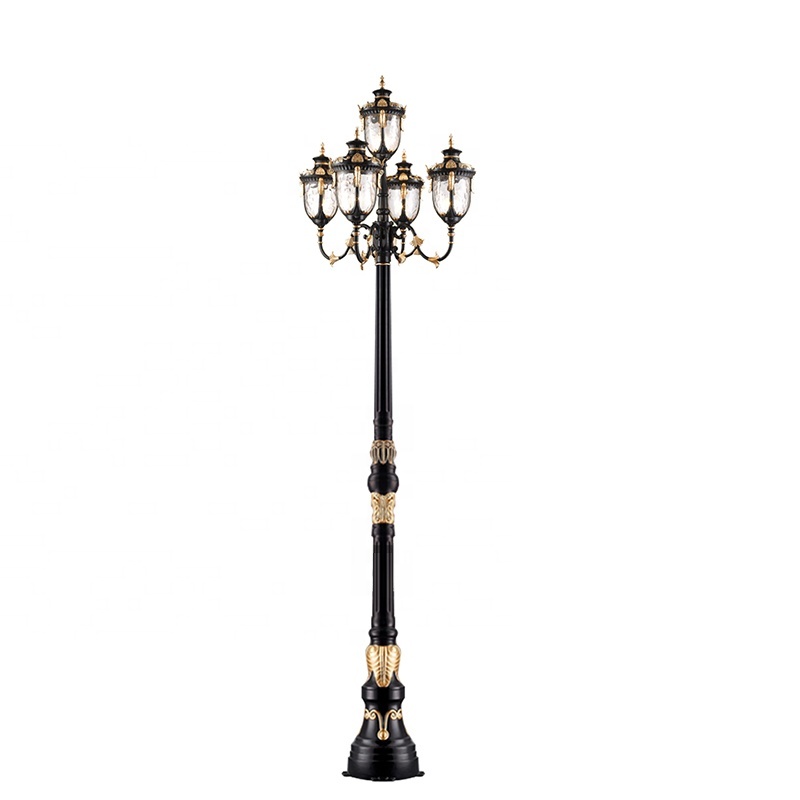 Antique Courtyard Garden Lamp Waterproof LED 5 Lamp Aluminum Body Electric Power IP65 Rating for Landscape