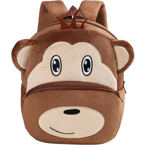 Zaino per Bambini B986 Marrone a Forma di Scimmia, Mini Zaino da Viaggio e Scuola con Motivo Animale, Spallacci Imbottiti, Zaini Personalizzati per Bambini e Bambine - Product Image 1