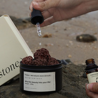Coffret de décoration d'intérieur en lave volcanique noire et rouge de 2-4 cm, matériau organique, roche hémisphérique au toucher réel