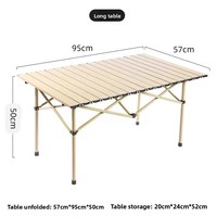 Table de camping pliante avec cadre en alliage d'aluminium, légère, pliable, pour pique-nique, barbecue, voyage, avec sac de rangement