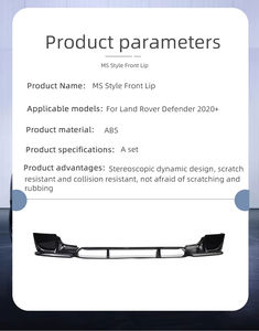 Guardabarros delanteros de parachoques delantero estilo MS negro brillante aptos para <span class=keywords><strong>Land</strong></span> <span class=keywords><strong>Rover</strong></span> Defender accesorios piezas de divisor de labios de parachoques delantero de coche - Product Image 2