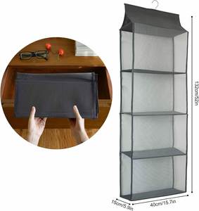4-layer Fluoroscopy Multifunctional Storage Bag Stainless Steel Hanging Storage Bag Closet Organizer Gray - Product Image 2