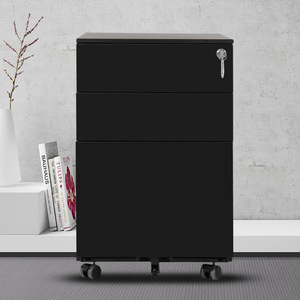 Mobile Cabinet 3 Drawer Steel <b>File</b> Cabinet With Lock Office <b>Storage</b> Rolling Cabinet - Product Image 1