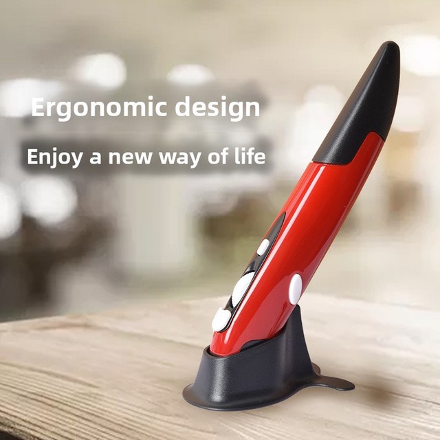 J20-24G USB Optical Wireless Mouse Pen Stylish Vertical Pen-Style Computer Stylus 4 Buttons Ergonomic Design