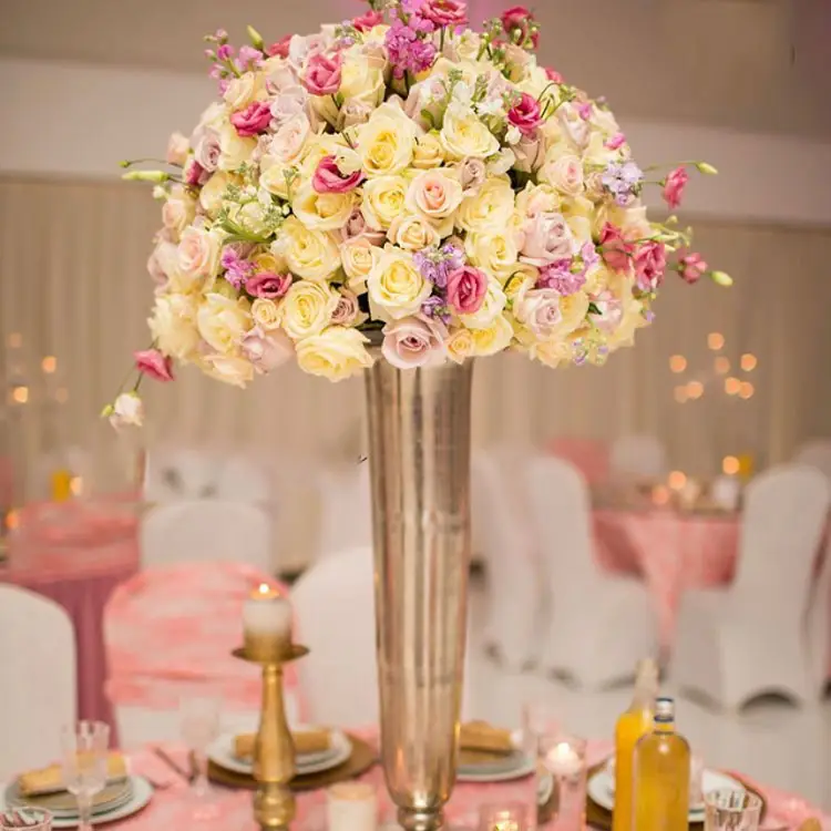 Giga bola de rosa de desenho de casamento, rosa artificial amarela rosas artificiais