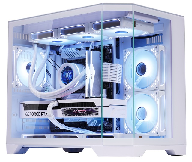 PC Case with Fans Smart Data Hub RTX 4090 Compatible AIO Liquid Radiator Ready Two-Zone Design Pillarless Gaming Computer Case