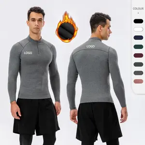 Men's Thermal Fleece Polar Pullover Mock Neck Fitness Apparel Gym Fleece Clothing Men Long Sleeve Sports Top 1/4 Zip Active T Sh