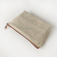 Trousse de toilette de voyage en coton et lin avec logo personnalisé sac de maquillage de haute qualité à fermeture éclair sac cosmétique biologique