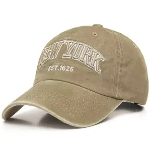 Topi bisbol Retro bordir New York, topi katun dicuci kualitas tinggi 100%, topi ayah untuk pria wanita
