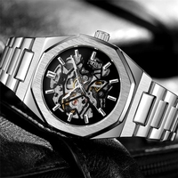 Montre mécanique squelette FORSINING pour homme, montre automatique de sport de luxe, montre-bracelet en acier de marque haut de gamme, Relogio