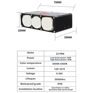 Hochleistungs-170W-Projektor LED-Gitterleuchten 3-Linsen-LED-Fahrscheinwerfer Externes Zusatzlicht für Auto Motorrad LKW SUV - Product Image 6