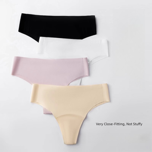 String <span class=keywords><strong>sans</strong></span> couture en soie glacée pour femme, sexy, taille mi-haute, couleur unie, très extensible, confortable, en <span class=keywords><strong>latex</strong></span> - Product Image 2