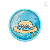 Sous-verre en acrylique personnalisé OEM avec sable mouvant et liquide pailleté flottant pour collection de fans d'anime
